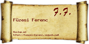 Füzesi Ferenc névjegykártya